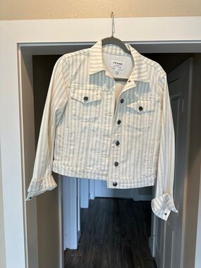 Frame Denim Ivory-Striped Cotton Jacket